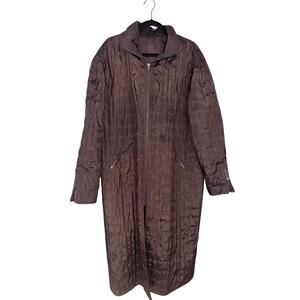 Mycra Pac One Reverisble Quilted Jacket Hood Brown Travel Weather Coat L